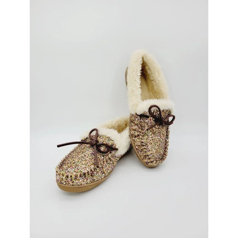 J. Crew Women's Glitter Moccasin Slippers